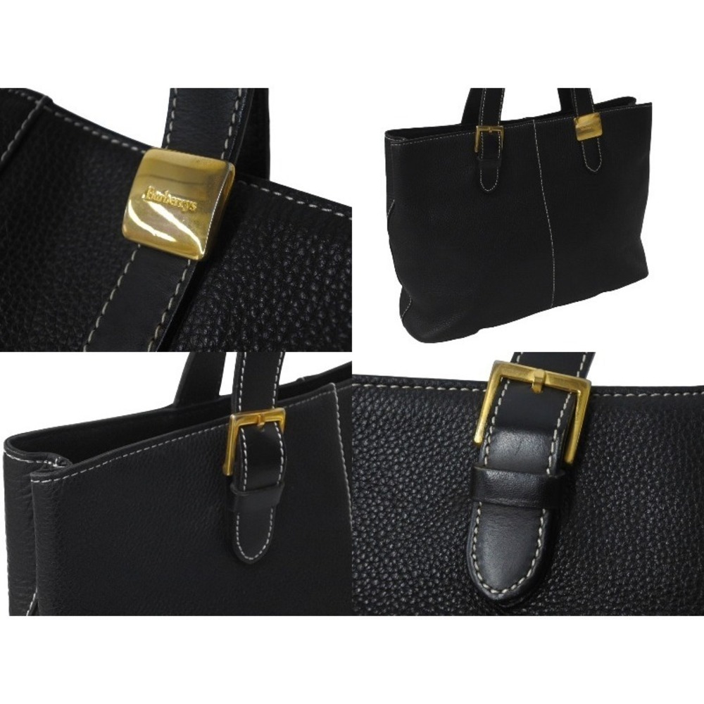 BURBERRY Handbag Gold Plated Nova Check Horse Mark Jacquard Weave Black Leather - Picture 4 of 8